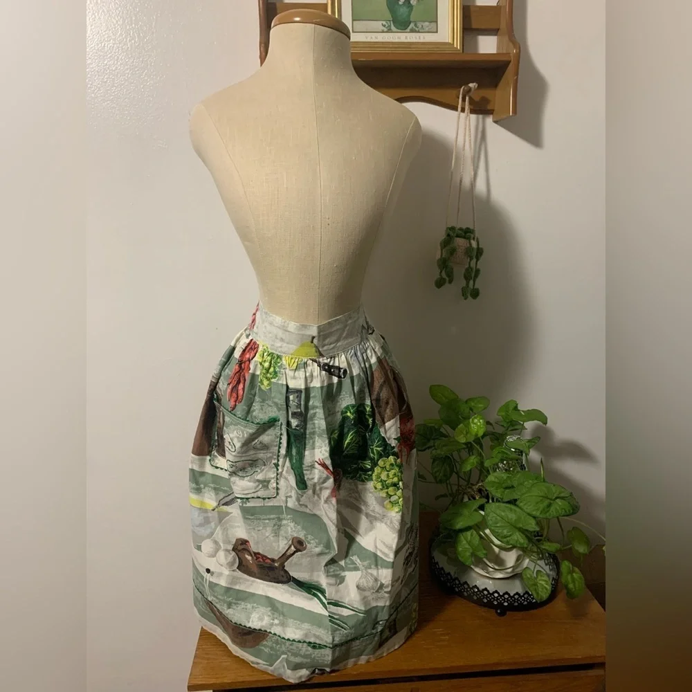 Vintage Handmade Kitchen Home & Hearth Half Apron Cottagecore Apron with Pocket